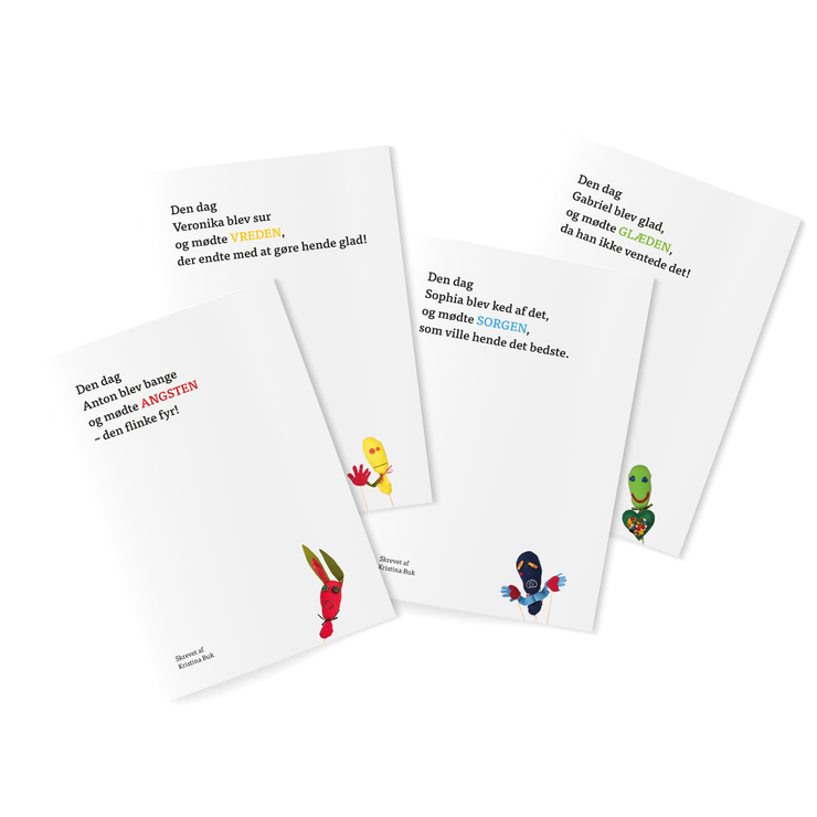 For kids: 4 work and dialogue books · Danish version